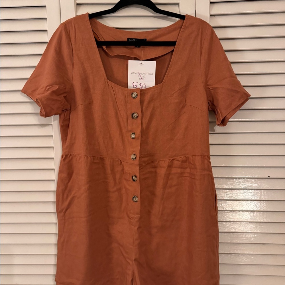 Wishlist Apparal Terracotta Button-Front Romper
